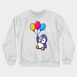 Cute Penguin Flying With Balloons Crewneck Sweatshirt